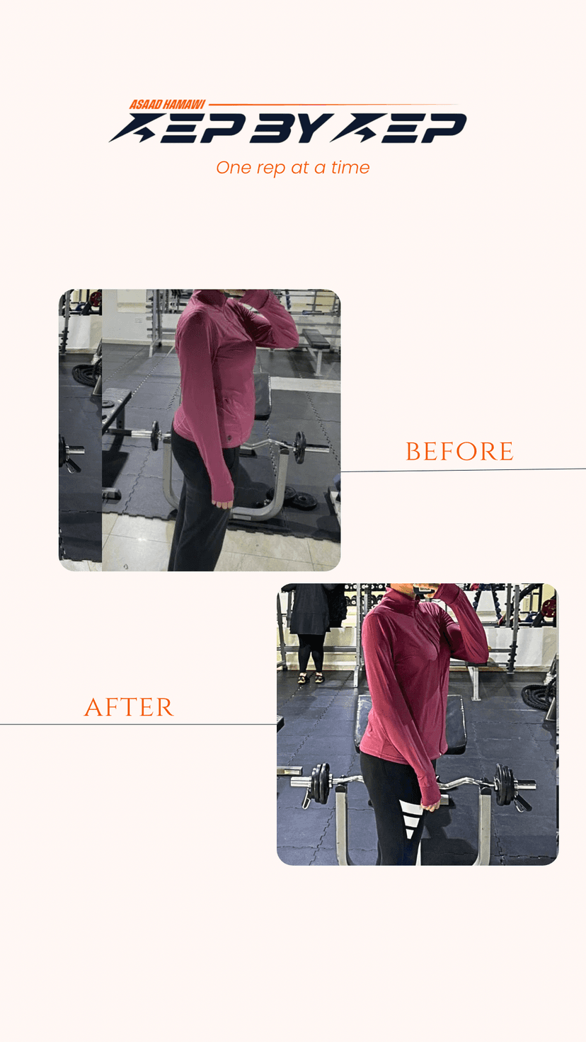 Client body transformation before and after - nutrition coaching outcome 14