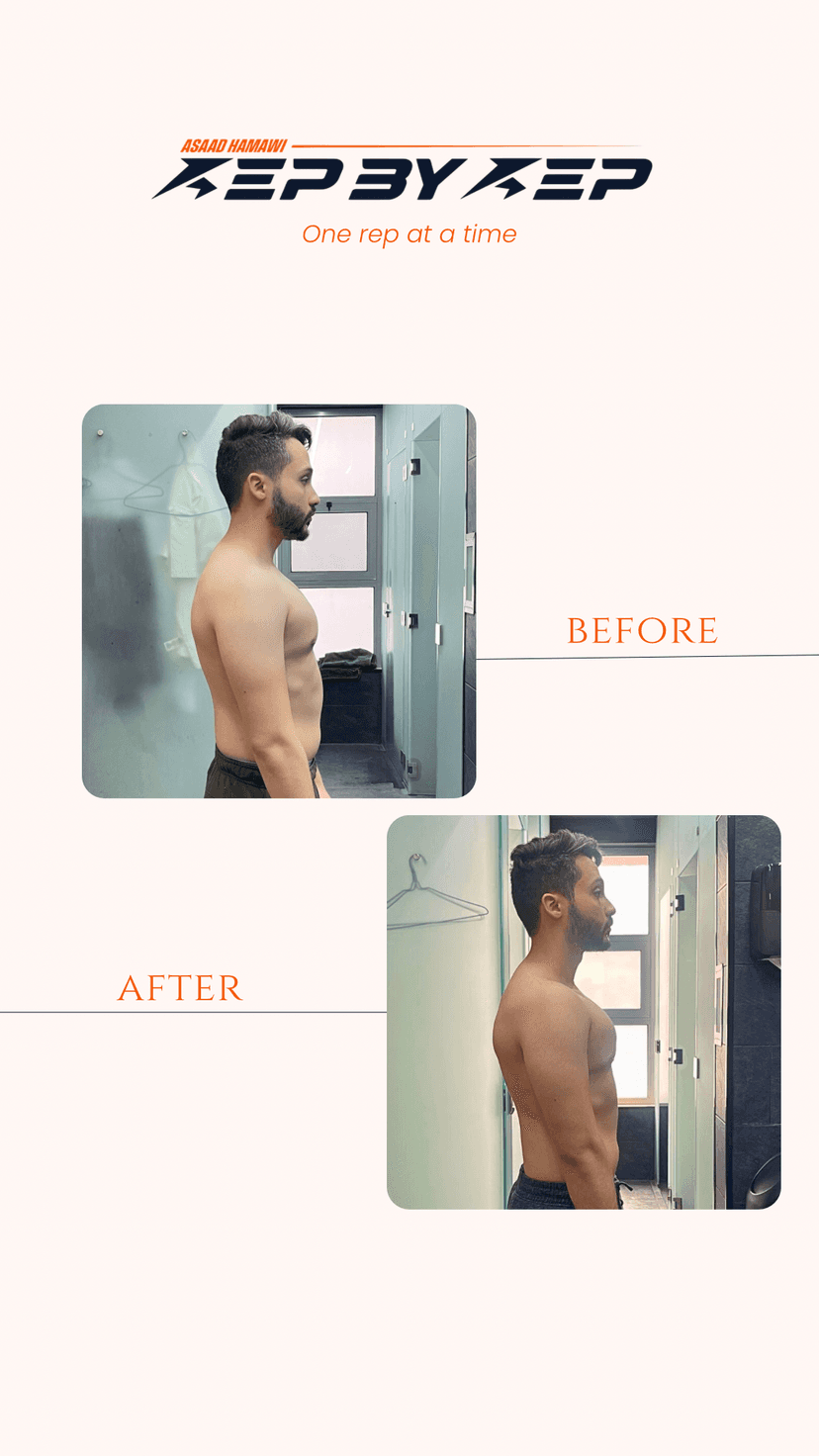 Client body transformation before and after - nutrition coaching outcome 15