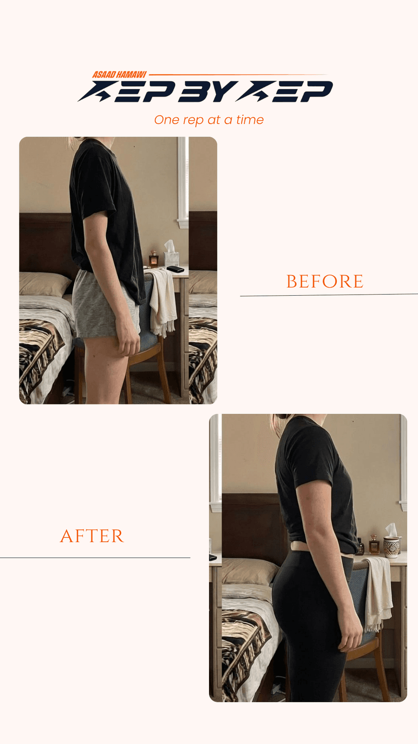 Client body transformation before and after - nutrition coaching outcome 18