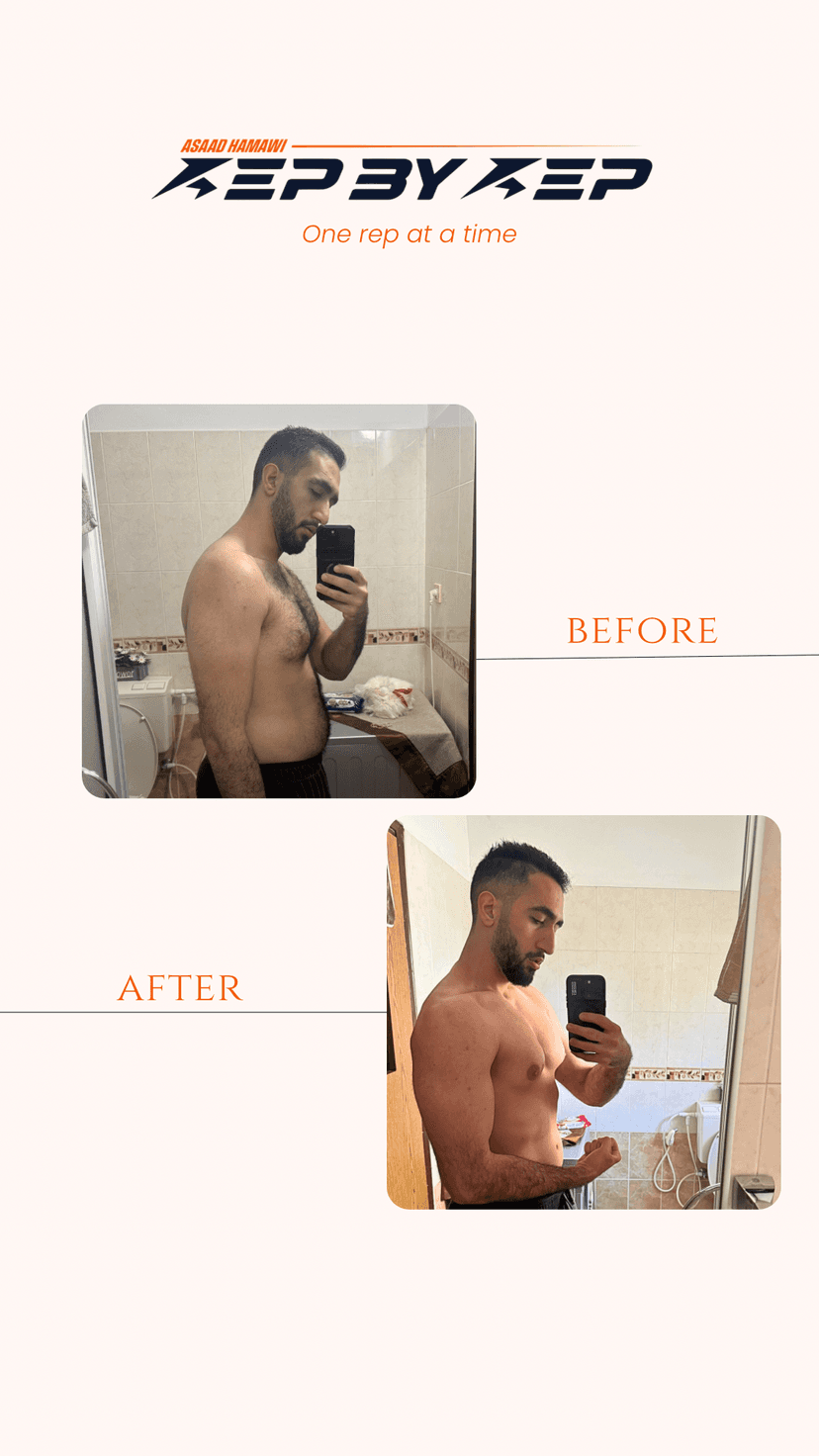 Client body transformation before and after - nutrition coaching outcome 20