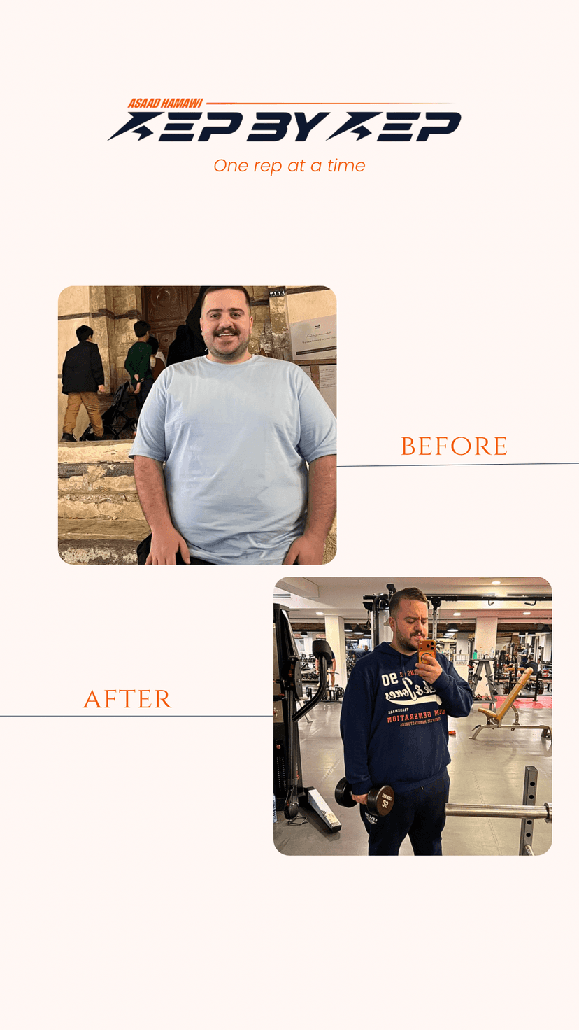 Client body transformation before and after - weight loss journey