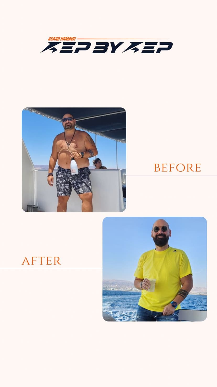 Client body transformation before and after - nutrition coaching outcome